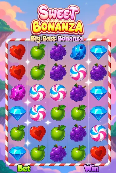 Slot Sweet Bonanza Polska — ekran główny z motywem słodyczy i owoców